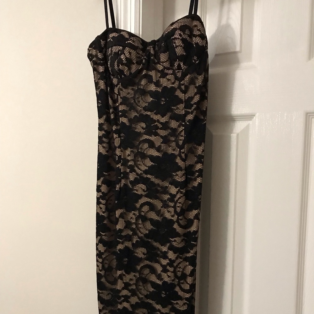Black lace nude underlay tight dress . Worn once